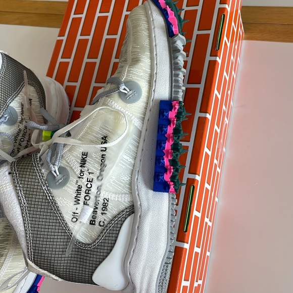 Nike Off-White Air Force 1 Mid DO6290-100 Unisex M Sz 9, W Sz 10.5 Excellent main image 13